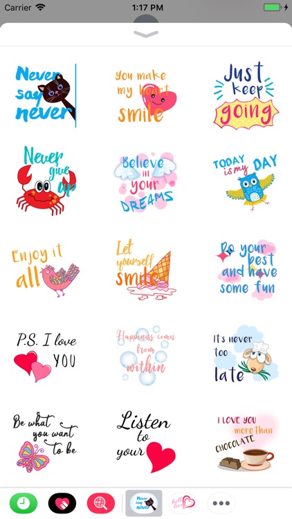 Happy stickers and quotes