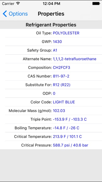 ASHRAE HVAC PT Chart screenshot 3