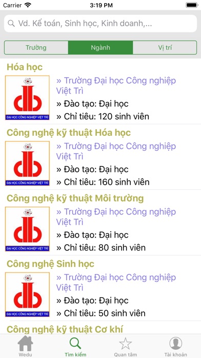 WEDU.vn Tìm ĐH - CĐ Ngành Nghề screenshot 3