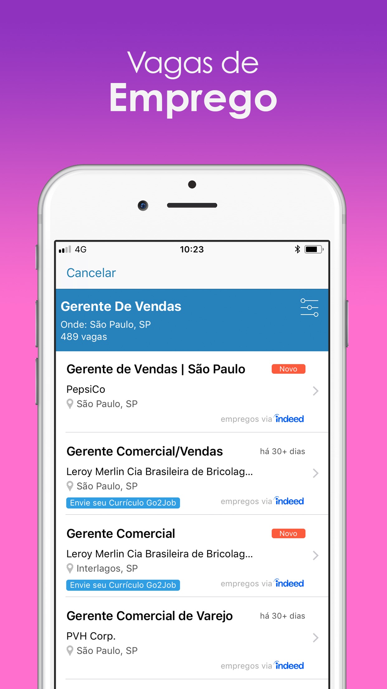Screenshot do app Go2Job - Currículo e Empregos
