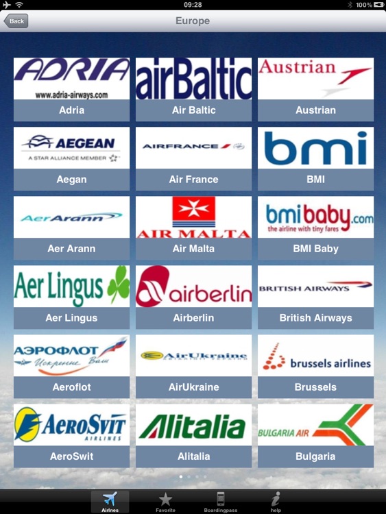 Airline Flight Check-In Europe for iPad
