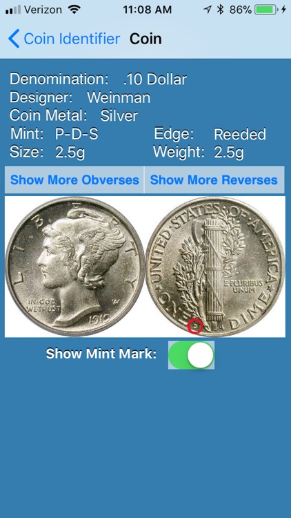 Coin ID/Mint Mark Locator