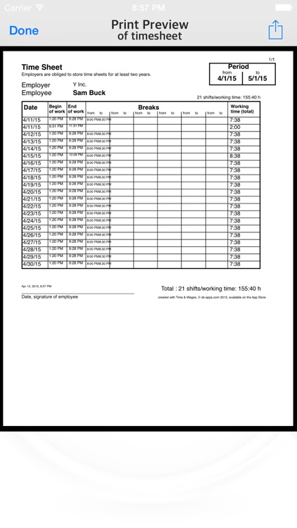 Times & Wages, Projects Timer