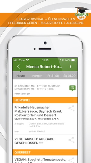 Mensa Speiseplan Campus App(圖2)-速報App