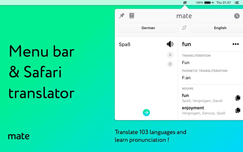 Mate – 번역가 및 사전 (103 개 언어) 앱스토어 스크린샷