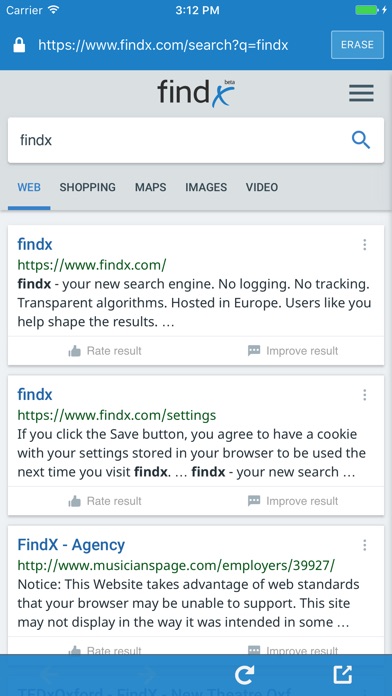 Findx - private search engine screenshot 2