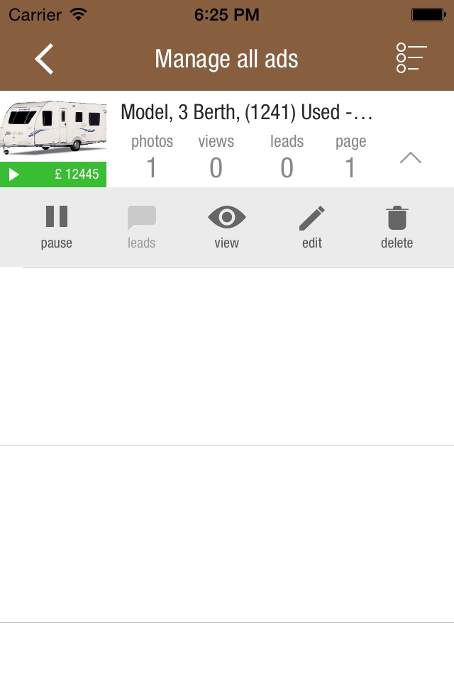 Caravans For Sale - Ad Manager screenshot 3
