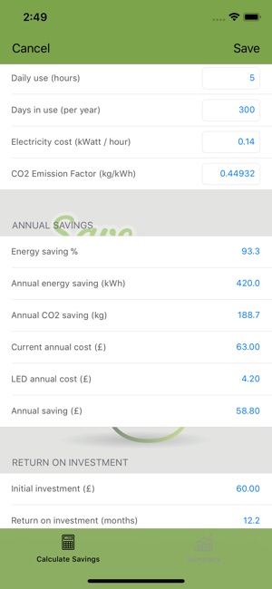 Led Energy Savings Calc. Pro(圖4)-速報App