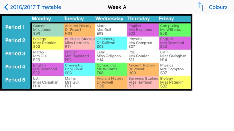 Timetable 2 weeks