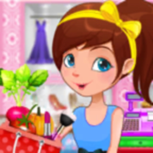 Super Market girl shopping Icon