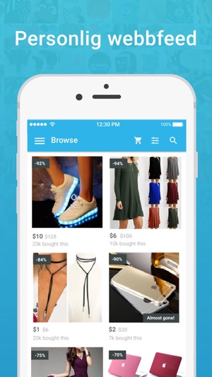 Wish roligare shopping i app store