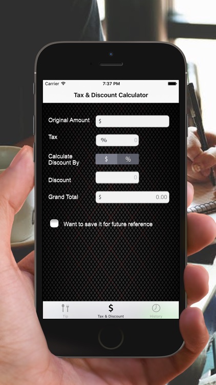 Tip tax discount calculator