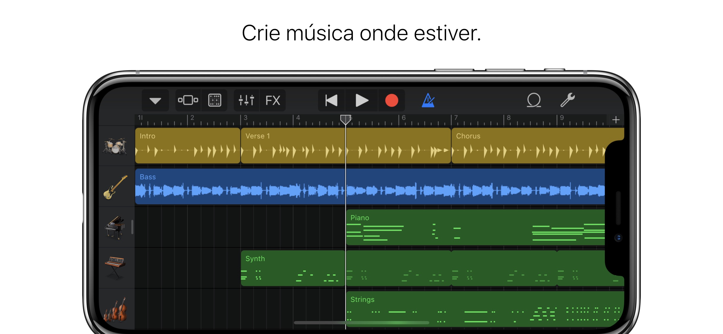 Screenshot do app GarageBand