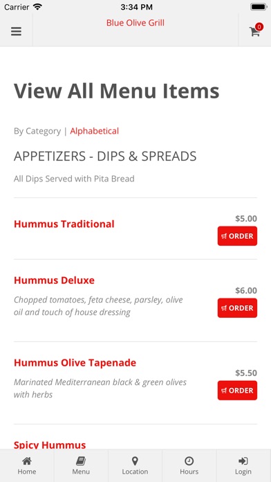 Blue Olive Grill App Orders screenshot 2