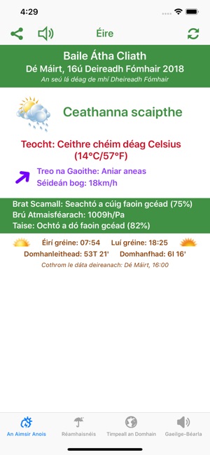 Aimsir - The Weather in Irish