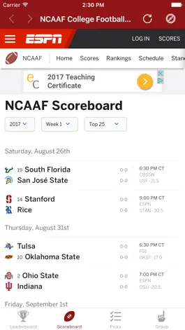 Game screenshot CAPS College Football Pick 'em hack