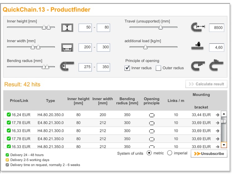 e-chain® product finder (13 m)