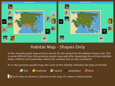 Animals of Asia - Montessori Geography For Kids - náhled