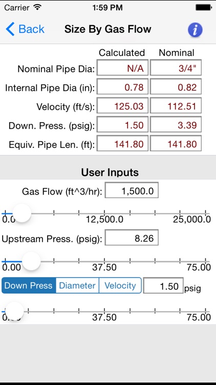 HVAC Pipe Sizer - Gas Plus
