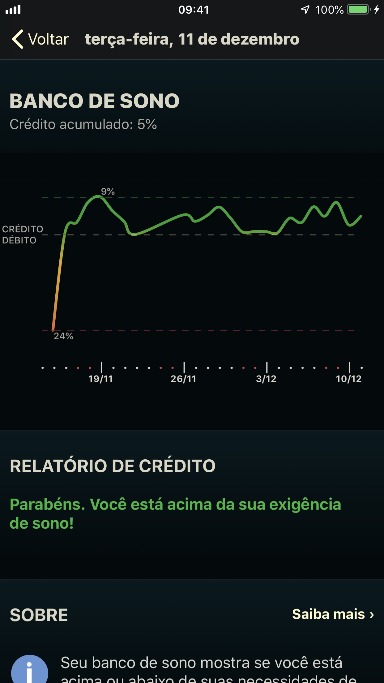 Screenshot do app AutoSleep. Monitore seu sono.