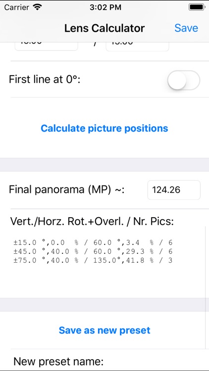 Panorama Calculator