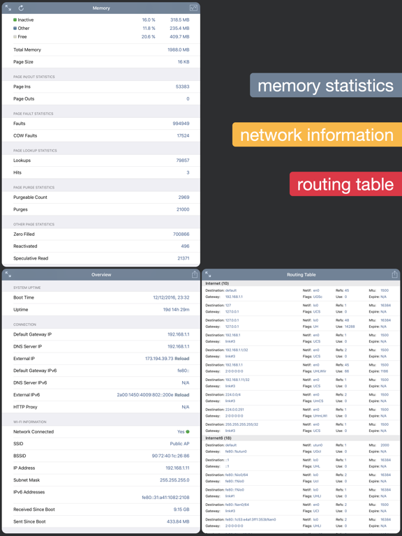 System Status - activity monitor, network info, battery charge & memory manager screenshot