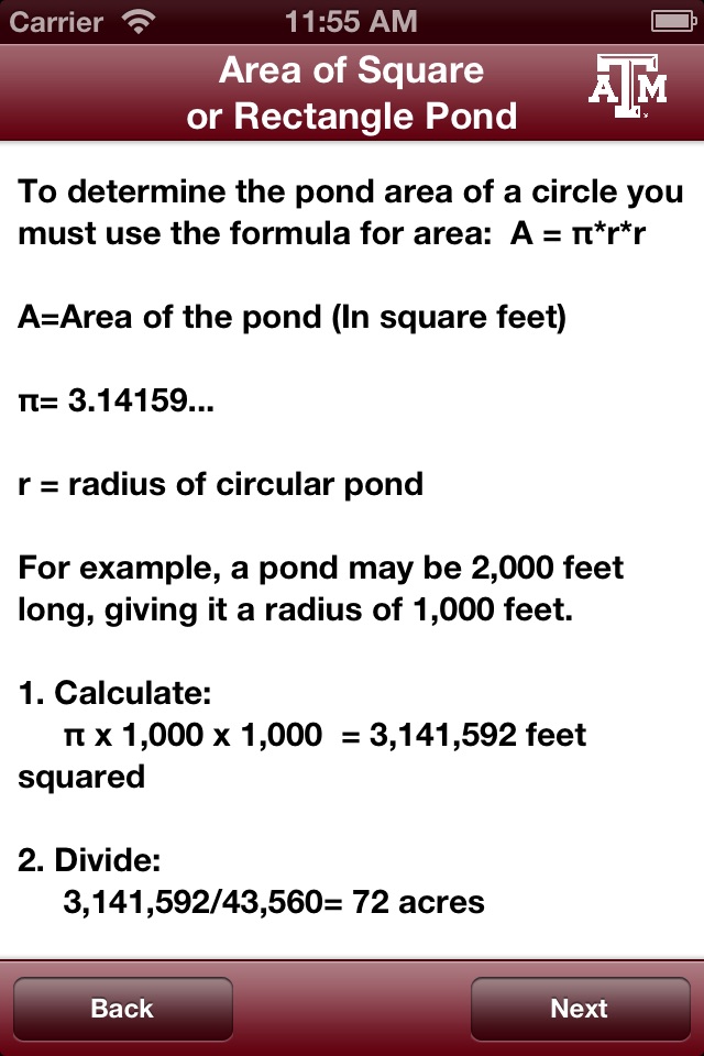 PondCalc screenshot 2