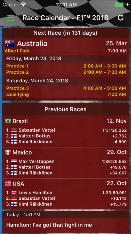 Race Calendar 2018