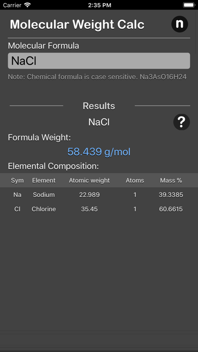 Molecular Weight Calculator screenshot 3