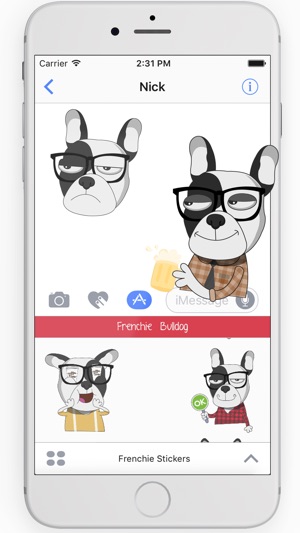 Hipster French bulldog sticker(圖2)-速報App