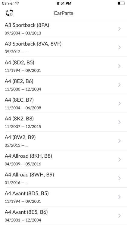 Car Parts for Audi diagrams