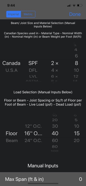 Beam & Joist Span Calculator