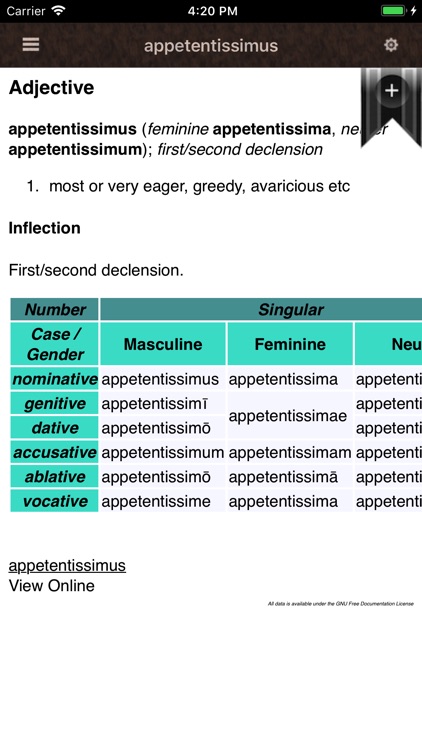 Latin Lexicon Dictionary