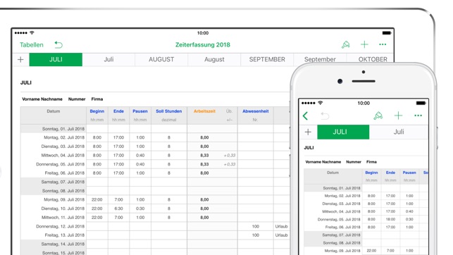 Zeiterfassung 2018 für Numbers(圖1)-速報App