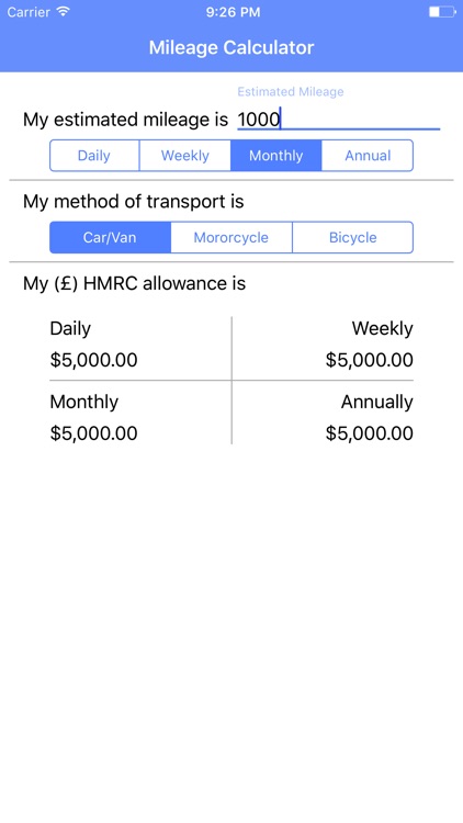 HMRC Mileage Calculator