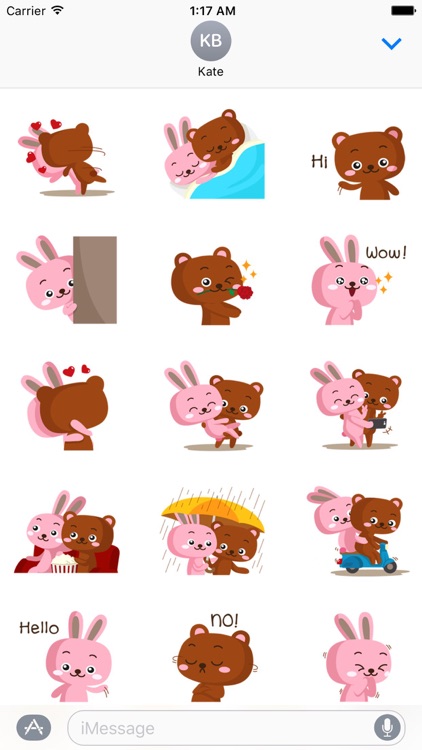 Bear and Rabbit Love LoveMoji