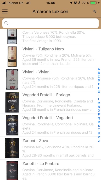 Amarone wine database screenshot-5