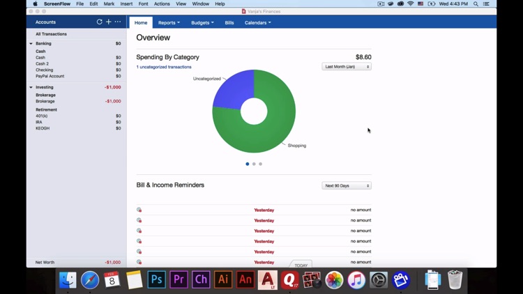 Tutorial container for small business software