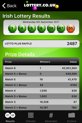 Irish Lotto Results screenshot 3