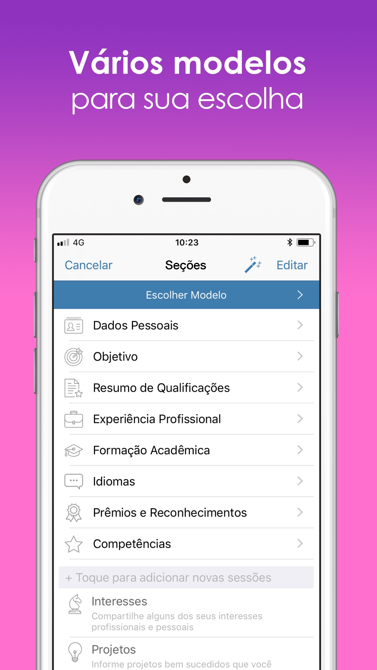 Screenshot do app Go2Job - Currículo e Empregos