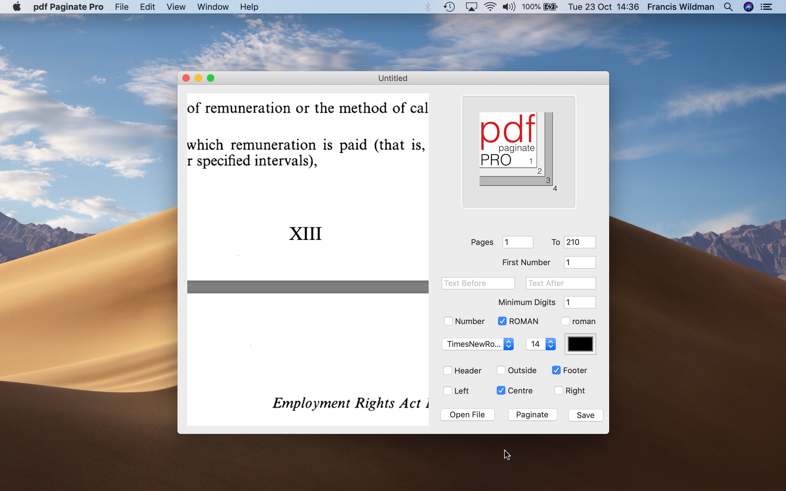 Screenshot do app pdf Paginate Pro