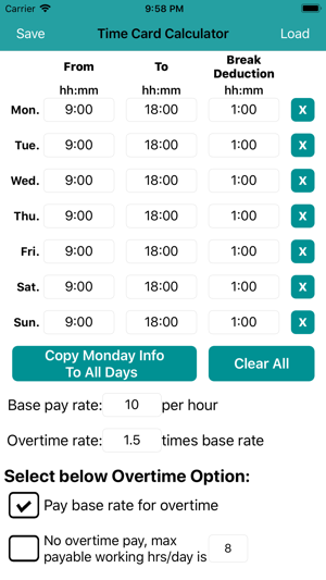 Time Card - Wage Calculator