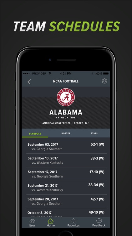 RapidRoster College Football Scores Schedule Stats
