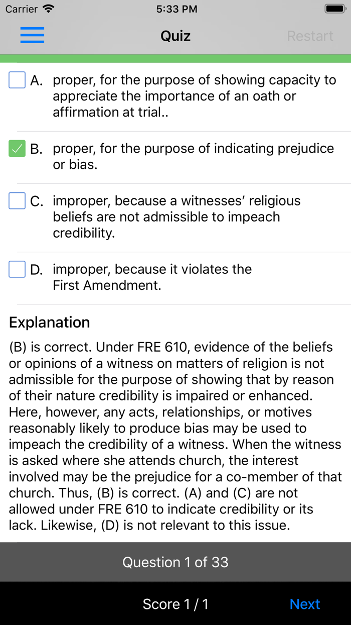 Evidence Supreme Bar Review