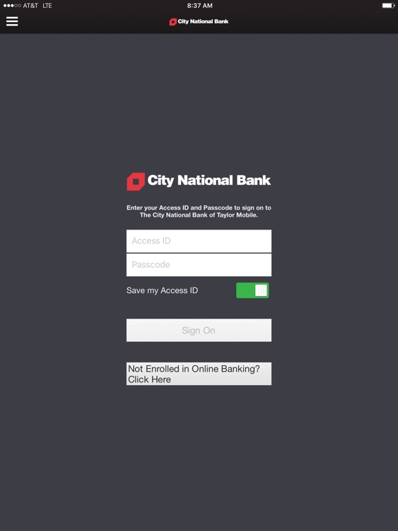 The City National Bank of Taylor iPad Version