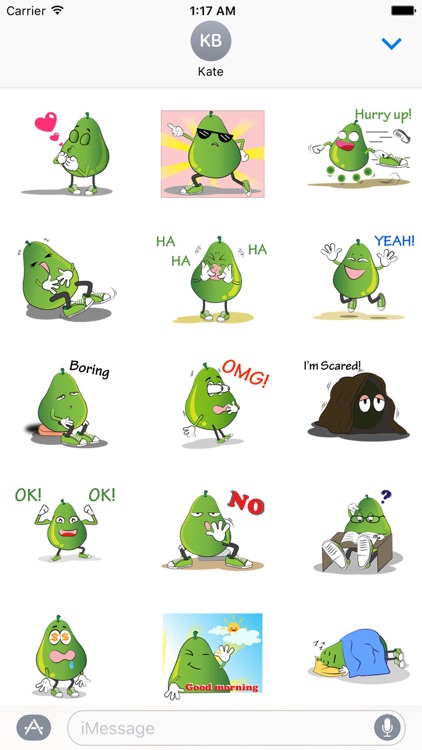 Animated Green Pear Stickers