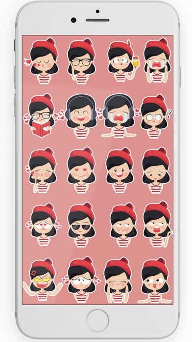 Red Beret French Girl Stickers screenshot 3
