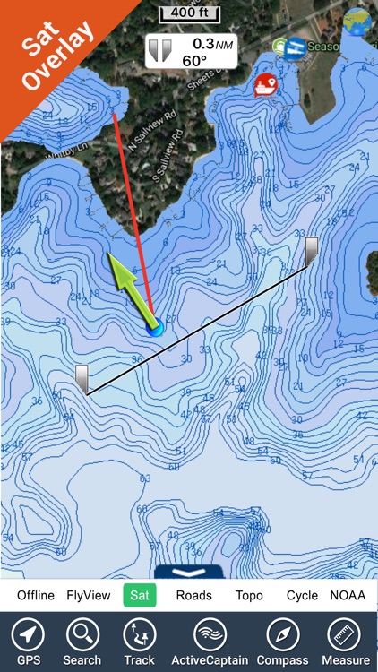 Lake Norman nautical chart and water depth map