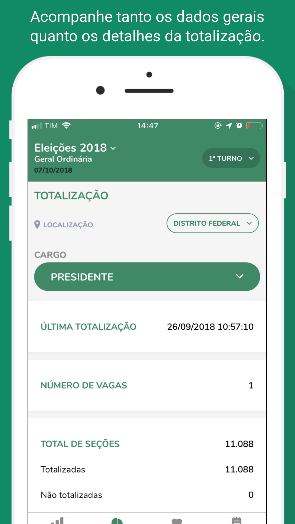 Screenshot do app Resultados