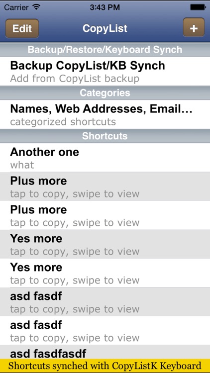 CopyListK shortcuts utility
